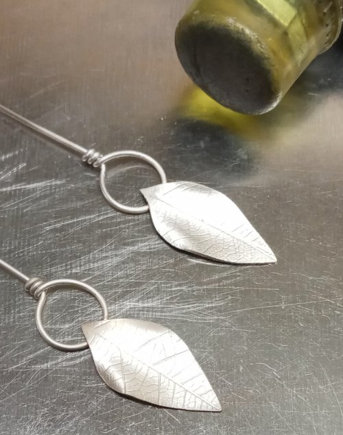 Judy Larson's Three Leaves Earrings - , Metalwork, Butane Torch, Soldering, Solder, triple leaf earrings